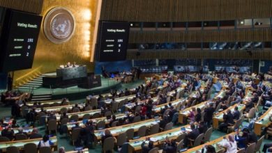 شاهد| فرحة الوفد الفلسطيني بعد قرار الأمم المتحدة بشأن العضوية الكاملة